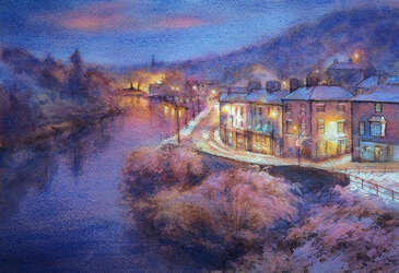 Evening, snowfall along the Wharfage