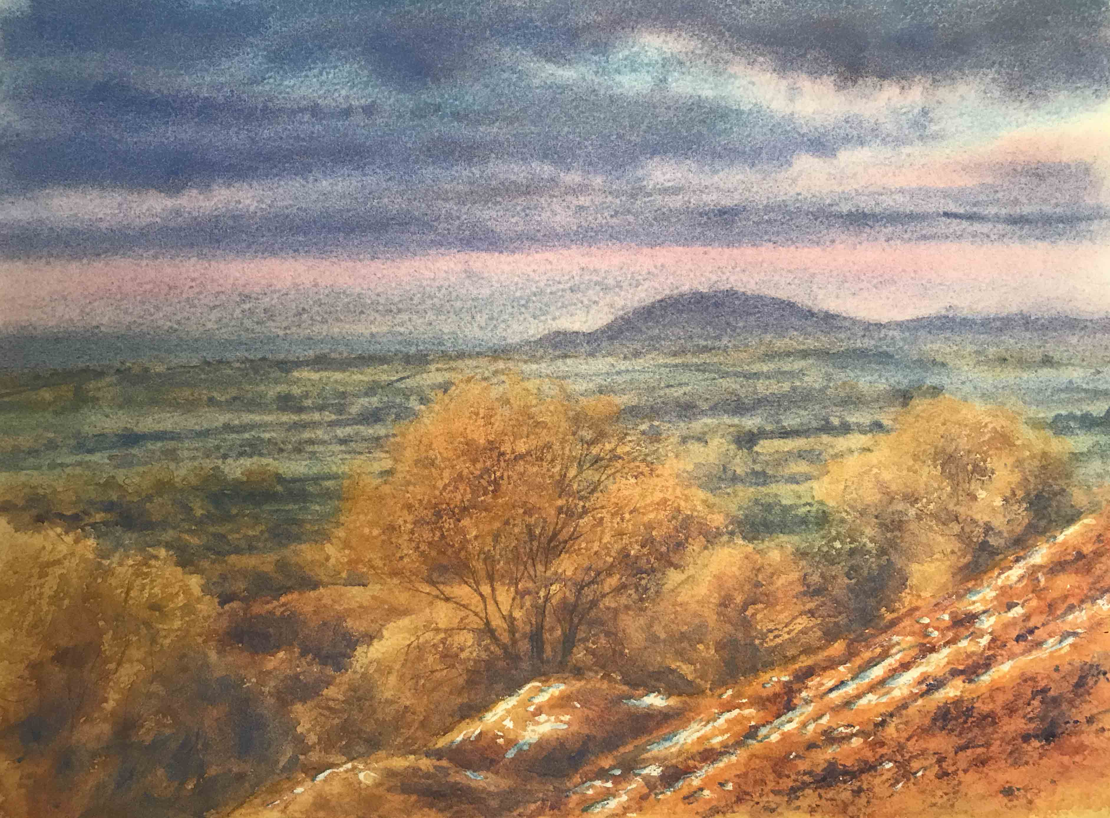 Lingering snows, the Wrekin from Brown Clee